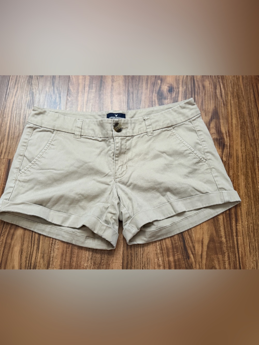 Khaki Roll-Hem Shorts